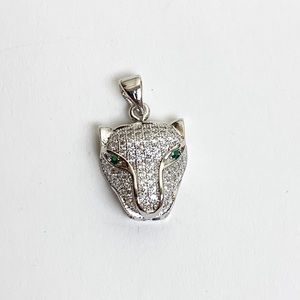 Silver Tone Pave CZ Panther Jaguar Pendant